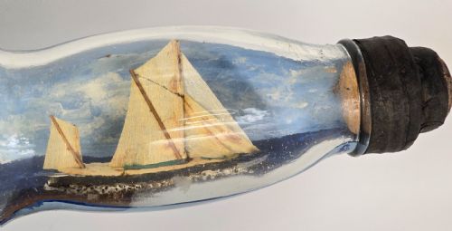 fig 1. Two ships in a bottle, diorama, folk art, circa 1920