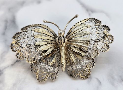 fig 1. A superb silver gilt filigree butterfly brooch C 1930