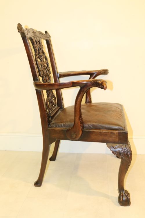 ENGLISH CHIPPENDALE STYLE ARMCHAIR CIRCA 1880 - ADDITIONAL PHOTO 16