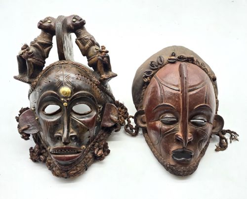 fig 1. A superb matched pair of African Congo region tribal masks