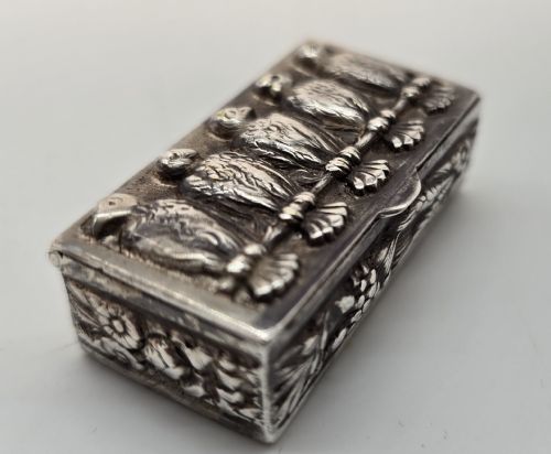 19TH CENTURY HEAVY CAST SILVER SNUFF BOX C1880 - ADDITIONAL PHOTO 3