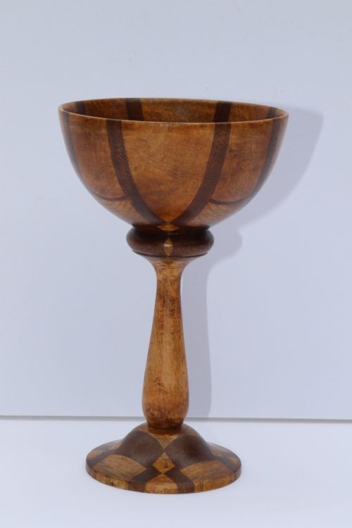 ENGLISH ARTS AND CRAFTS TREEN SPECIMEN WOOD TURNED GOBLET - ADDITIONAL PHOTO 8