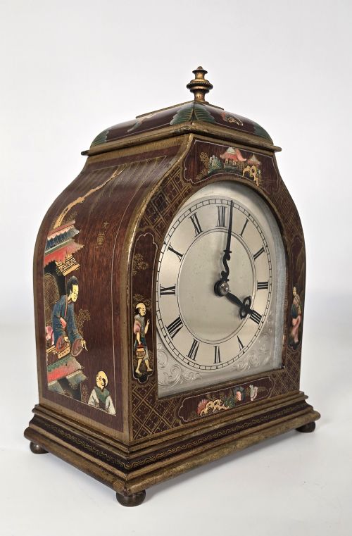 A Rare Small Chinese Style Chinoiserie Lacquered Bracket/mantel Clock