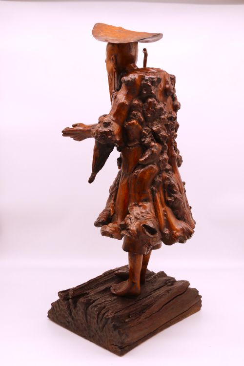 CHINESE BURR ROOT WOOD CARVING OF A SCHOLAR CIRCA 1870 - ADDITIONAL PHOTO 5