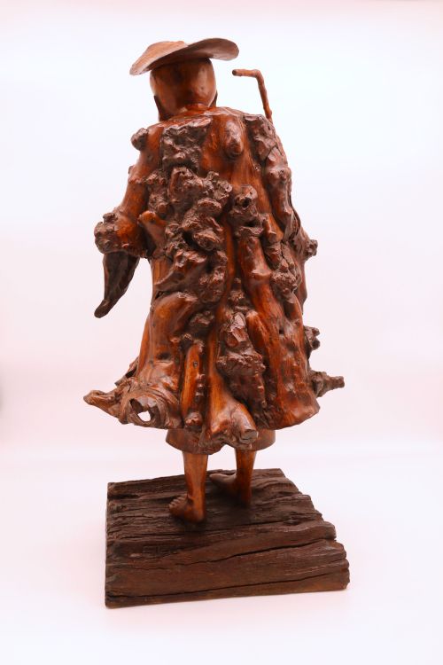 CHINESE BURR ROOT WOOD CARVING OF A SCHOLAR CIRCA 1870 - ADDITIONAL PHOTO 6
