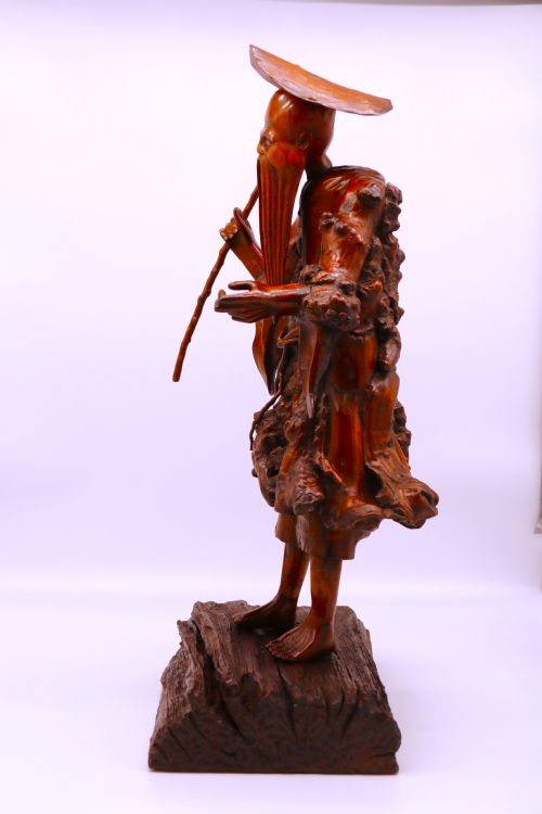 CHINESE BURR ROOT WOOD CARVING OF A SCHOLAR CIRCA 1870 - ADDITIONAL PHOTO 7