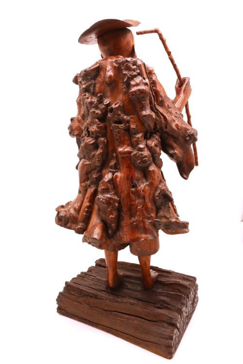 CHINESE BURR ROOT WOOD CARVING OF A SCHOLAR CIRCA 1870 - ADDITIONAL PHOTO 21