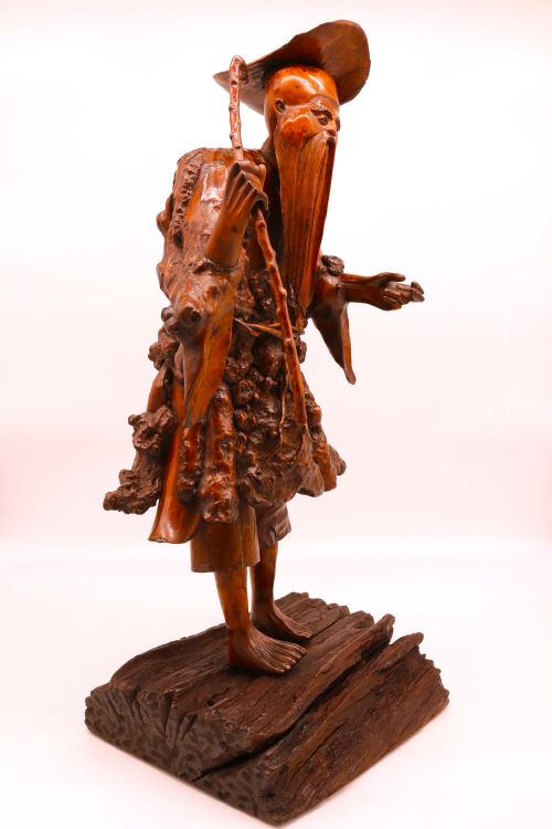 CHINESE BURR ROOT WOOD CARVING OF A SCHOLAR CIRCA 1870 - ADDITIONAL PHOTO 22
