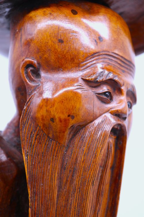 CHINESE BURR ROOT WOOD CARVING OF A SCHOLAR CIRCA 1870 - ADDITIONAL PHOTO 24