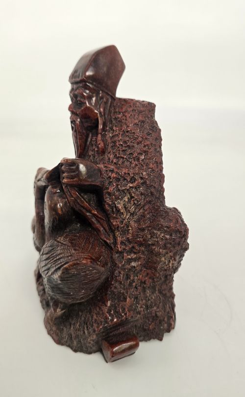 A CHINESE LATE 19TH C STONE CARVING OF A MAN FEEDING GEESE - ADDITIONAL PHOTO 4