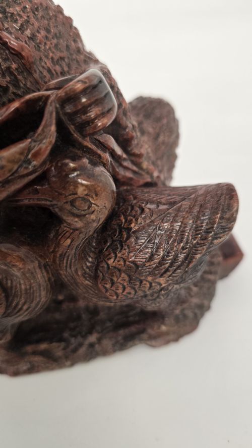 A CHINESE LATE 19TH C STONE CARVING OF A MAN FEEDING GEESE - ADDITIONAL PHOTO 9