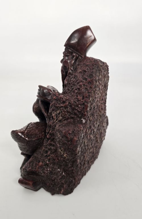 A CHINESE LATE 19TH C STONE CARVING OF A MAN FEEDING GEESE - ADDITIONAL PHOTO 10