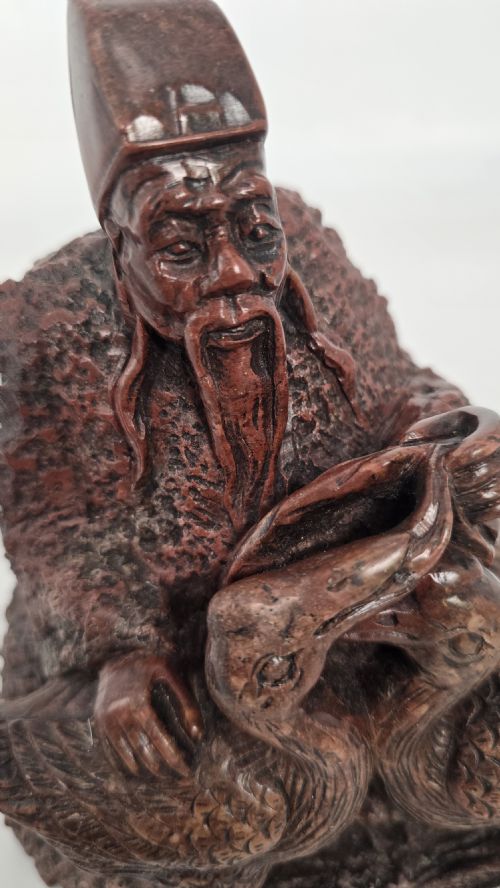 A CHINESE LATE 19TH C STONE CARVING OF A MAN FEEDING GEESE - ADDITIONAL PHOTO 11