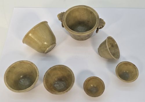 A CHINESE HAND CARVED SET OF SEVEN STONE PUZZLE CUPS - ADDITIONAL PHOTO 8