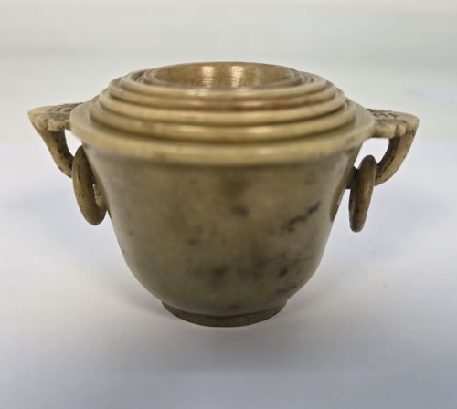 A CHINESE HAND CARVED SET OF SEVEN STONE PUZZLE CUPS - ADDITIONAL PHOTO 11