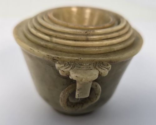 A CHINESE HAND CARVED SET OF SEVEN STONE PUZZLE CUPS - ADDITIONAL PHOTO 13
