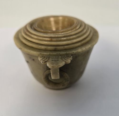 A CHINESE HAND CARVED SET OF SEVEN STONE PUZZLE CUPS - ADDITIONAL PHOTO 14