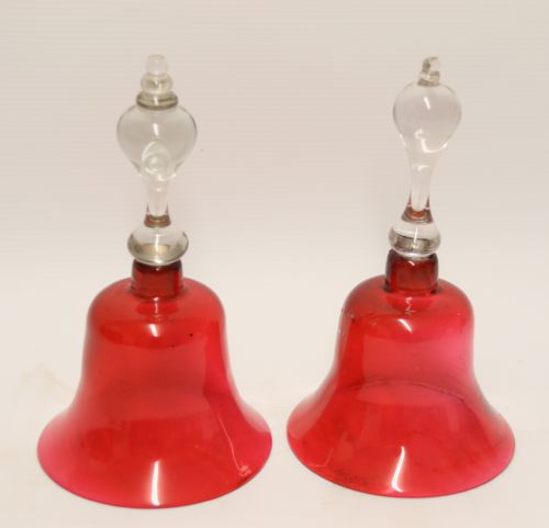A PAIR OF VICTORIAN RUBY AND CLEAR HAND BELLS CIRCA 1890 - ADDITIONAL PHOTO 1