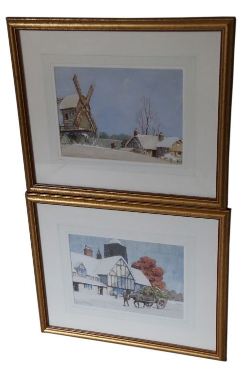 A PAIR OF 1930S WATERCOLOURS BY ERNEST UDEN OF SNOWY LANDSCAPES - ADDITIONAL PHOTO 1