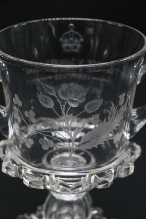 ENGLISH COMMEMORATIVE GLASS GOBLET FOR THE CORONATION OF GEORGE V 1911 VERY RARE - ADDITIONAL PHOTO 4