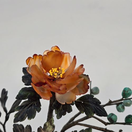 A CLOISONN AND MIXED CARVED HARDSTONE FLOWERING CHINESE BONSAI TREE - ADDITIONAL PHOTO 11