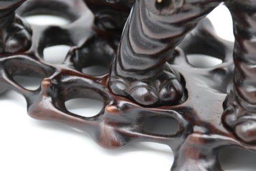 CHINESE 19TH C PAIR OF HARDWOOD ELEPHANTS ON STANDS C 1890 - ADDITIONAL PHOTO 14