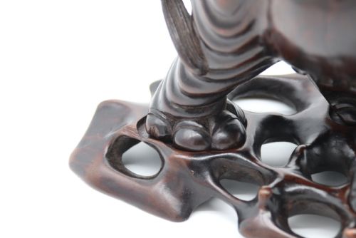 CHINESE 19TH C PAIR OF HARDWOOD ELEPHANTS ON STANDS C 1890 - ADDITIONAL PHOTO 15