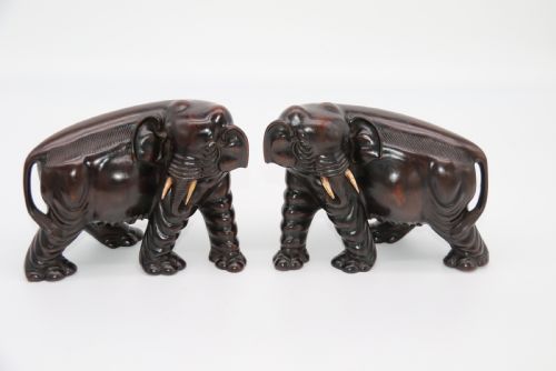 CHINESE 19TH C PAIR OF HARDWOOD ELEPHANTS ON STANDS C 1890 - ADDITIONAL PHOTO 24