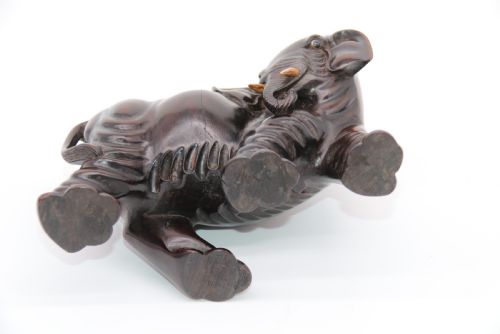 CHINESE 19TH C PAIR OF HARDWOOD ELEPHANTS ON STANDS C 1890 - ADDITIONAL PHOTO 25