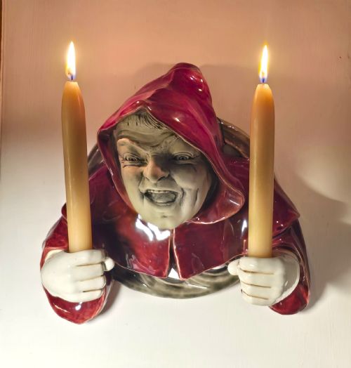 WALL HANGING CANDELABRA POTTERY MONK CIRCA 1910 - ADDITIONAL PHOTO 5
