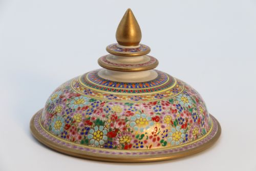 ASIAN ENAMEL AND POTTERY JAR AND COVER CIRCA 1930 - ADDITIONAL PHOTO 6