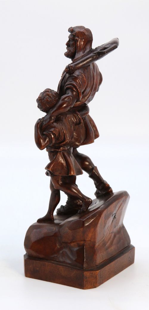 BLACK FOREST WALNUT CARVING OF WILLIAM TELL CIRCA 1900 - ADDITIONAL PHOTO 13