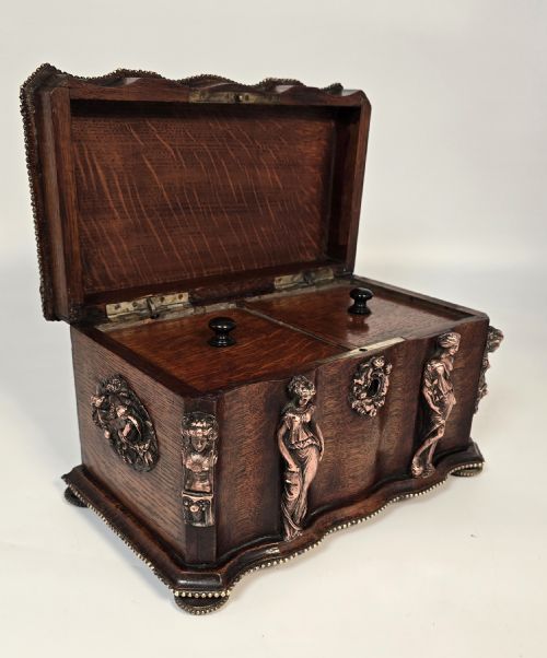 A FRENCH TEA CADDY BY TAHAN OF PARIS MADE FROM OAK CIRCA 1880 - ADDITIONAL PHOTO 12