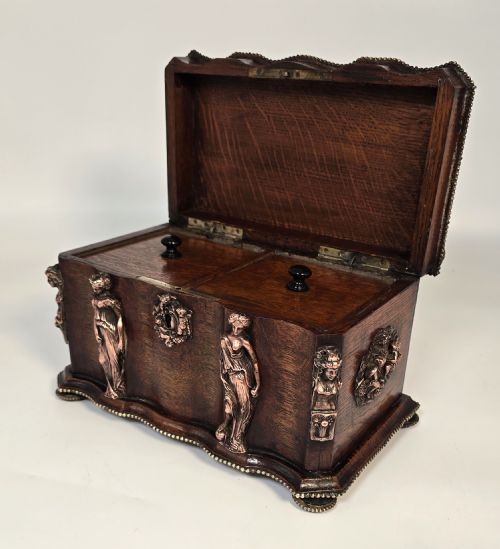 A FRENCH TEA CADDY BY TAHAN OF PARIS MADE FROM OAK CIRCA 1880 - ADDITIONAL PHOTO 15