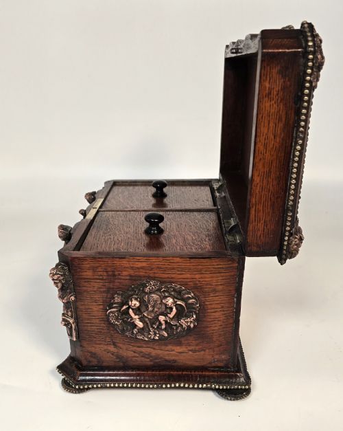 A FRENCH TEA CADDY BY TAHAN OF PARIS MADE FROM OAK CIRCA 1880 - ADDITIONAL PHOTO 16