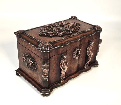 A FRENCH TEA CADDY BY TAHAN OF PARIS MADE FROM OAK CIRCA 1880 - ADDITIONAL PHOTO 24