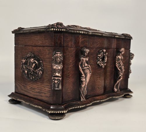 A FRENCH TEA CADDY BY TAHAN OF PARIS MADE FROM OAK CIRCA 1880 - ADDITIONAL PHOTO 28