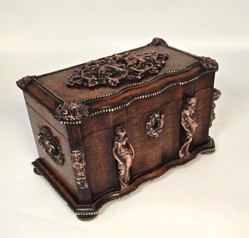 A FRENCH TEA CADDY BY TAHAN OF PARIS MADE FROM OAK CIRCA 1880 - ADDITIONAL PHOTO 29