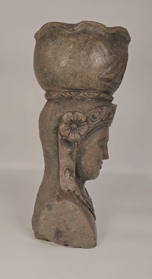 INDIAN STONE GARDEN PLANTER OR BUST RAJ PERIOD CIRCA 1920 - ADDITIONAL PHOTO 2