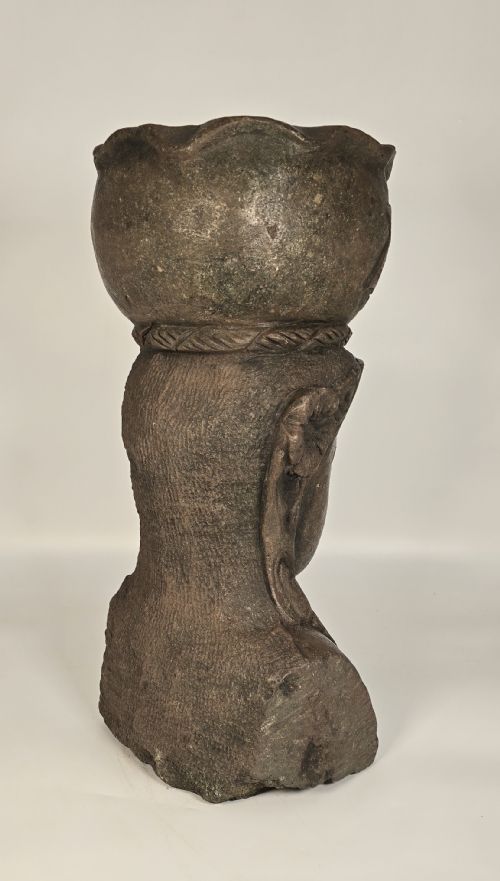 INDIAN STONE GARDEN PLANTER OR BUST RAJ PERIOD CIRCA 1920 - ADDITIONAL PHOTO 3