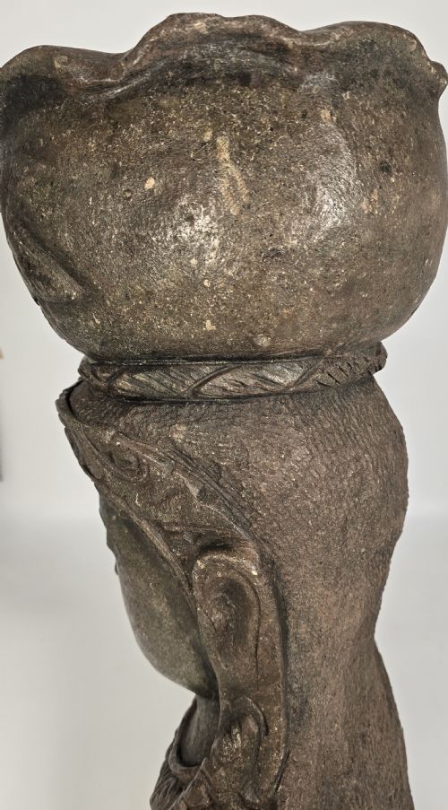 INDIAN STONE GARDEN PLANTER OR BUST RAJ PERIOD CIRCA 1920 - ADDITIONAL PHOTO 6
