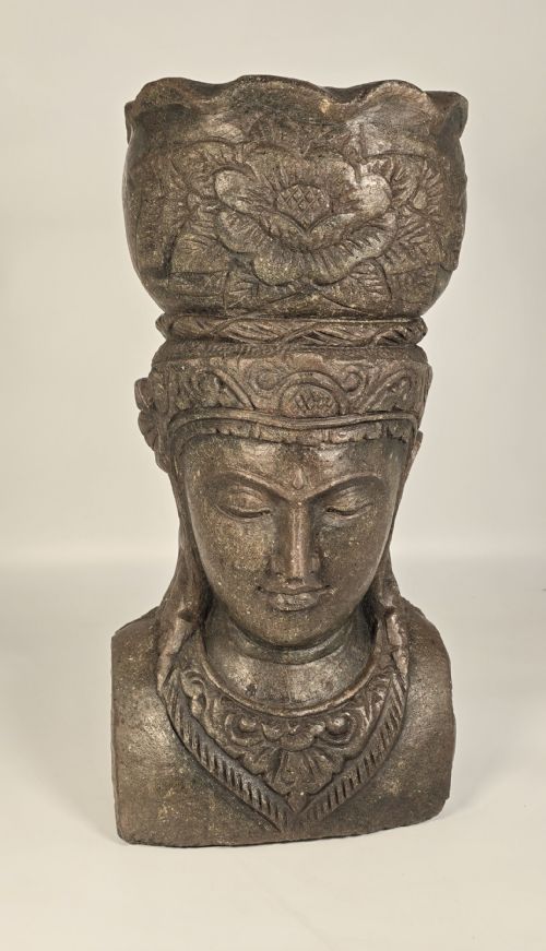 INDIAN STONE GARDEN PLANTER OR BUST RAJ PERIOD CIRCA 1920 - ADDITIONAL PHOTO 7