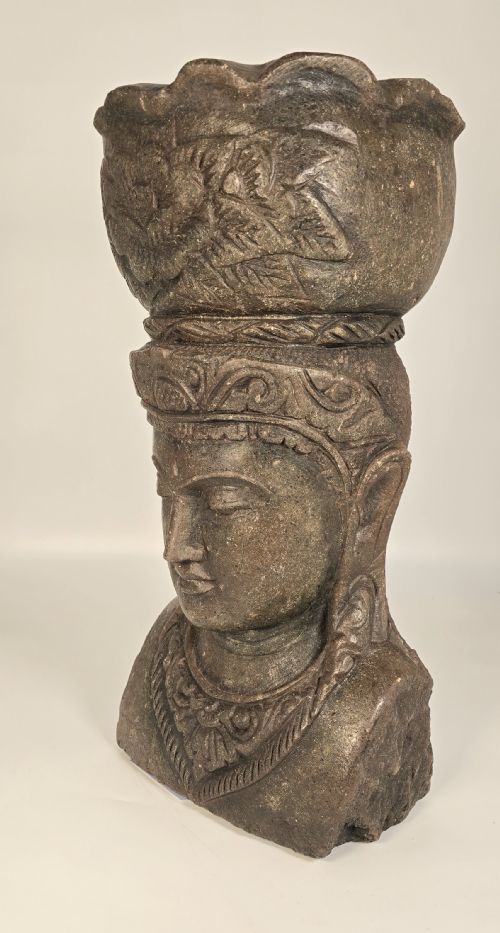 INDIAN STONE GARDEN PLANTER OR BUST RAJ PERIOD CIRCA 1920 - ADDITIONAL PHOTO 8