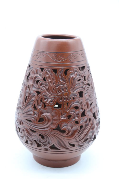 CHINESE YIXING RETICULATED 19TH CENTURY PAIR OF POTTERY VASES - ADDITIONAL PHOTO 5