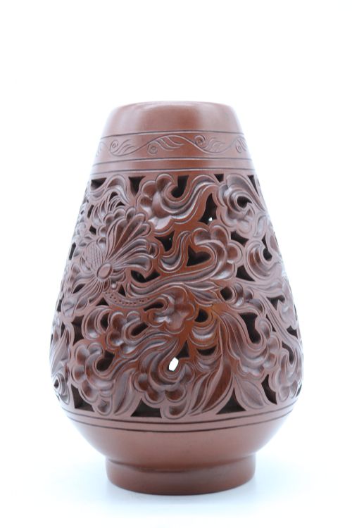 CHINESE YIXING RETICULATED 19TH CENTURY PAIR OF POTTERY VASES - ADDITIONAL PHOTO 7