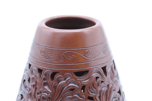 CHINESE YIXING RETICULATED 19TH CENTURY PAIR OF POTTERY VASES - ADDITIONAL PHOTO 9