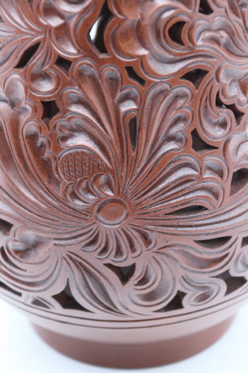CHINESE YIXING RETICULATED 19TH CENTURY PAIR OF POTTERY VASES - ADDITIONAL PHOTO 11