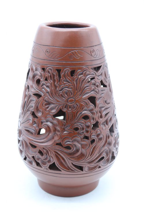 CHINESE YIXING RETICULATED 19TH CENTURY PAIR OF POTTERY VASES - ADDITIONAL PHOTO 13