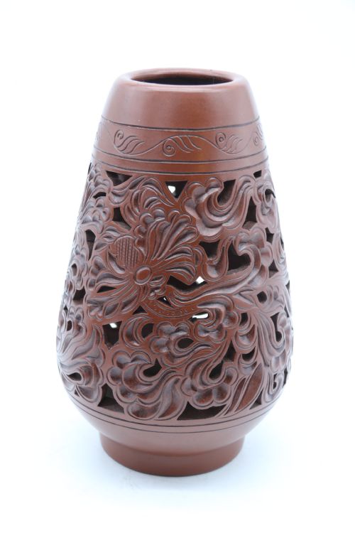CHINESE YIXING RETICULATED 19TH CENTURY PAIR OF POTTERY VASES - ADDITIONAL PHOTO 14