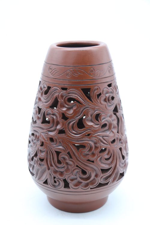 CHINESE YIXING RETICULATED 19TH CENTURY PAIR OF POTTERY VASES - ADDITIONAL PHOTO 15